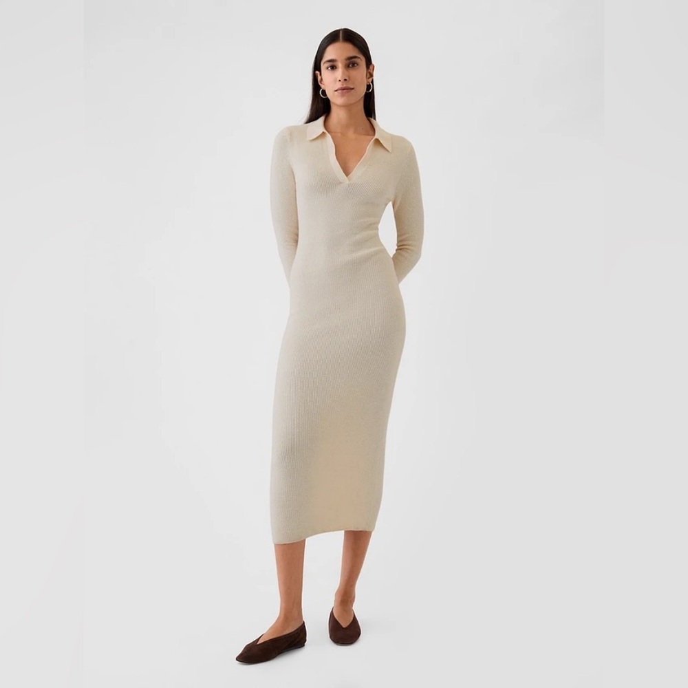 Gap CashSoft Rib Midi Polo Sweater Dress